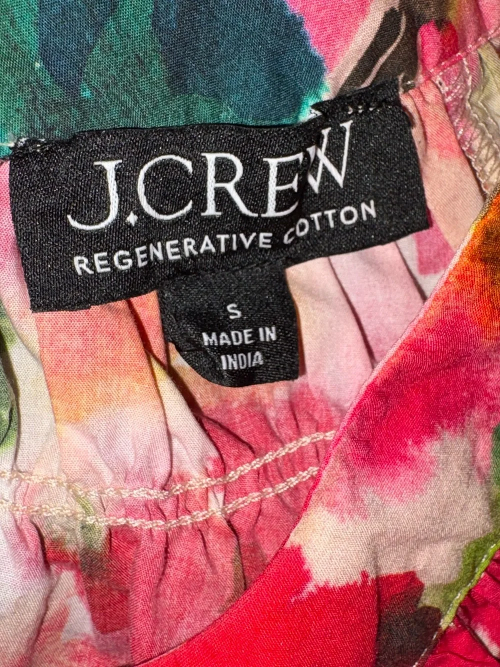 LN J. Crew Smock Neck Puff Sleeve Top in Floral Cotton Poplin - S
